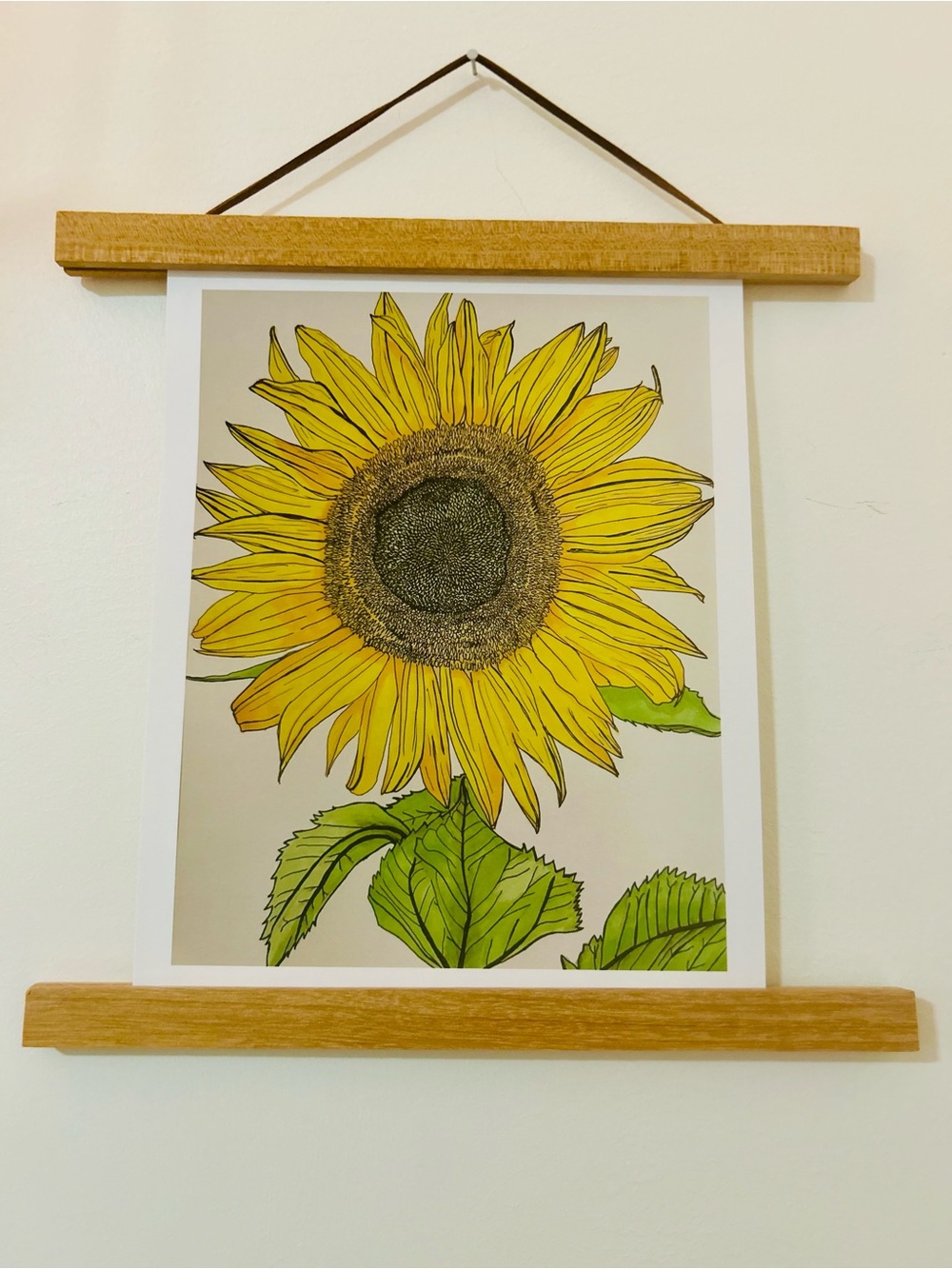 Handmade Original Sunflower Watercolor Botanical Art Print 8x10